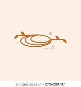 Ícone do Ninho de Pássaro Minimalista. Gráfico elegante inspirado na natureza para família, casa e criação de marca para pais