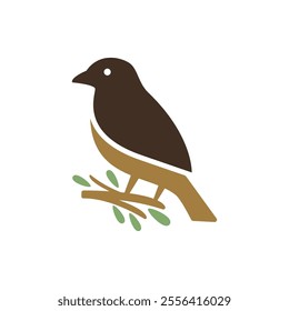 Minimalist Bird on a Branch Illustration. sparrow vector logo design