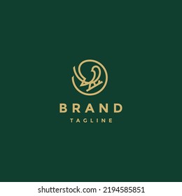 Diseño del logotipo de círculo interior de un esquema de pájaro mínimo
