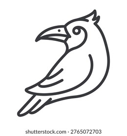 Minimalist bird profile icon with line art with black and white nature icon bird silhouette animal nature design avian life shape vector