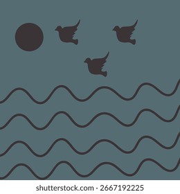 Minimalistischer Vogel- und Wave-Symbolvektor