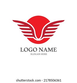 Minimalist bird wings logo.Easy vector illustration editing.