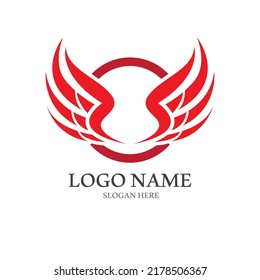 Minimalist bird wings logo.Easy vector illustration editing.