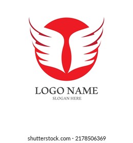 Logotipo de alas de pájaro minimalista.Fácil edición de ilustraciones vectoriales.