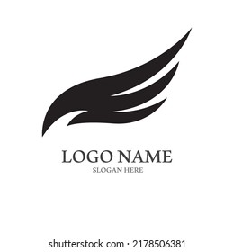 Minimalist bird wings logo.Easy vector illustration editing.