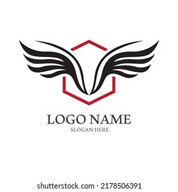 Logotipo de alas de pájaro minimalista.Fácil edición de ilustraciones vectoriales.