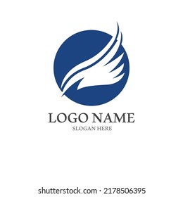 Minimalist bird wings logo.Easy vector illustration editing.