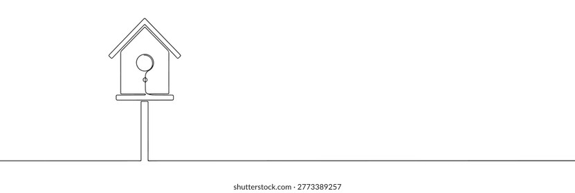 Minimalist Birdhouse Continuous Line Drawing on a Pole
