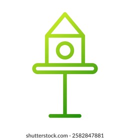 Minimalist Birdhouse Icon Green Gradient Design