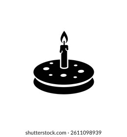 Minimalist Birthday Cake Illustration With Single Candle Celebration Icon Graphic