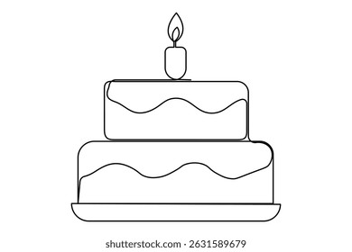 Minimalist birthday cake outline vector design