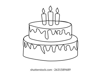 Minimalist birthday cake outline vector design