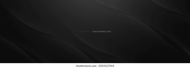 Minimalist black abstract background with flowing curves and sleek gradients for a modern, stylish design