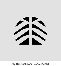 Emblema abstrato preto minimalista com fundo transparente para projetos versáteis