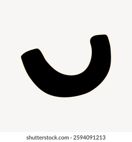 Minimalist black abstract shape on a white background, resembling a curved form. Abstract art, simple design, black shape, curved abstract, minimalist style. Isolated vector illustration.