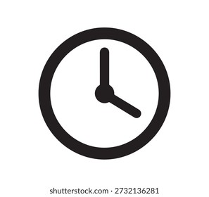 Um ícone de relógio analógico preto minimalista.