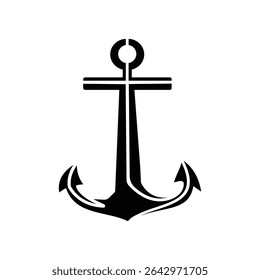 Minimalist black anchor icon symbol vector