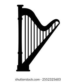 Minimalist Black Ancient Harp with Elegant Design