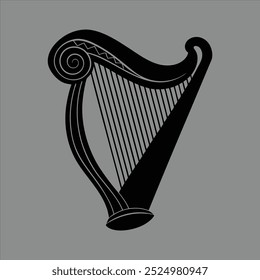 Minimalist Black Ancient Harp Symbol Logo Vector Design