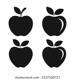 Minimalist Black Apple Icons Set - Clean Vector Silhouettes