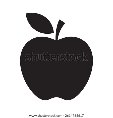 Minimalist Black Apple Silhouette Vector Icon Representing Health Nutrition and Organic Food Concepts for Branding and Digital Artwork Editable Vector Illustration isolated on a white background