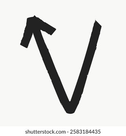 Minimalist black arrow design on a white background. The arrow points upwards, with a simple, bold style. Clean and modern arrow graphic. Black doodle arrow illustration vector.
