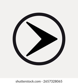 Minimalistisches schwarzes Pfeilsymbol in einem Kreis. Einfaches Pfeildesign, perfekt für die Navigation. Sauberes Pfeilsymbol für digitale Schnittstellen. Pfeilsymbol für benutzerfreundliches Design. Design-Element-Vektor.