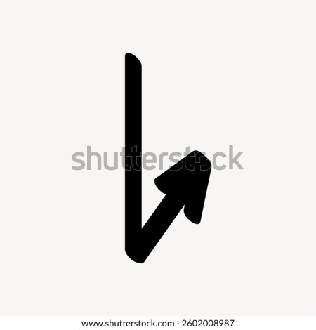 Minimalist black arrow icon on a white background. The arrow points upward and slightly to the right, symbolizing direction and movement. Doodle illustration vector.