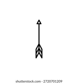 Un icono minimalista de flecha negra sobre un fondo blanco limpio, con una forma geométrica simple con una punta puntiaguda y una cola emplumada, que ejemplifica una estética de diseño moderna y elegante.