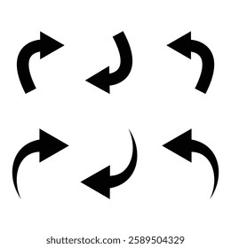 Minimalist Black Arrow Icons – Simple Directional Symbol Set