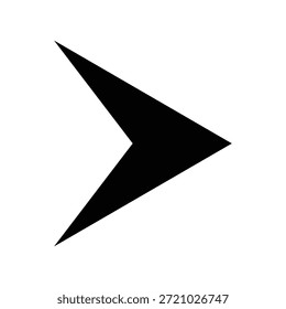 Una flecha negra minimalista que apunta a la derecha, que significa dirección, siguiente, adelante, jugar, continuar. Ideal para Diseño web, App, interfaces de usuario y letreros.