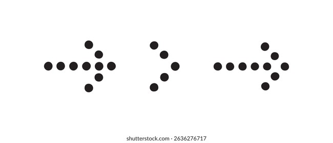 Minimalist black arrow symbols in three different dot styles.