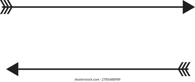 Minimalist black arrows on gray. Horizontal direction indicators. Simple and modern graphic design elements. Clean vector illustration for various uses. Elegant and functional visual cues.