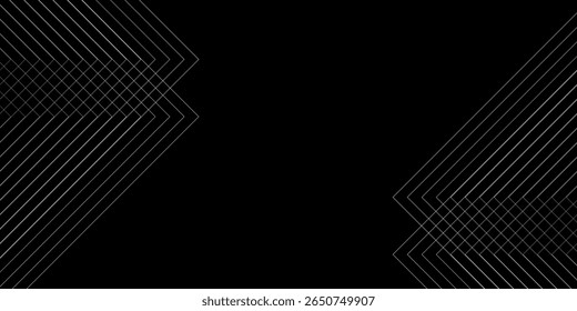 Plano de fundo preto minimalista com linhas geométricas abstratas formando formas de seta modernas. Design limpo e elegante, perfeito para negócios, tecnologia ou temas corporativos.