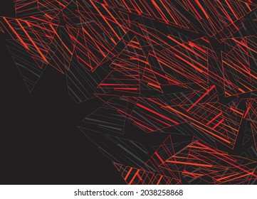 Minimalist black background with abstract red triangle stripe pattern