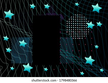Minimalist black background with colored lines and abstract shapes. Vector luxury dark and color gradient geometric elements.