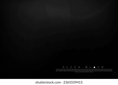 Fondo negro minimalista con anillos geométricos brillantes lisos. Fondo para afiches, banner, sitio web, volante, presentación, fondos de pantalla, diseños, tarjetas. Ilustración vectorial. EPS 10