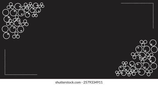 Minimalist Black Background with White Border and Diagonal Circle Pattern