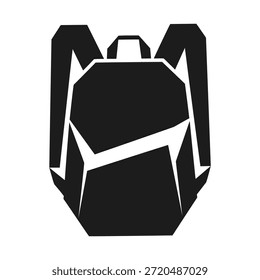 Minimalist Black Backpack Silhouette with Diagonal Stripe
