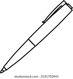 Minimalist Black Ballpoint Pen Icon - High Quality Vector