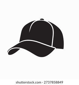Minimalist Black Baseball Cap Vector Icon