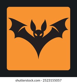 Minimalist black bat silhouette flying for halloween and gothic vector design