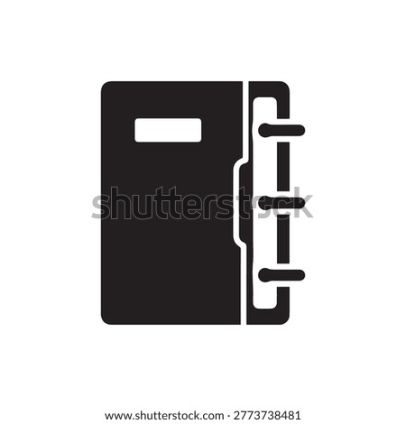 Minimalist black binder icon for document management and office supplies