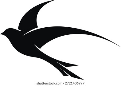 Minimalistischer Schwarzer Vogel mit Gabelschwanz