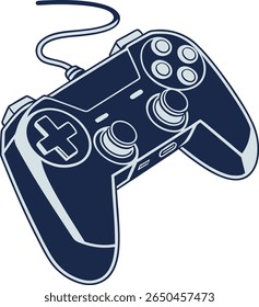 "Vetor de controlador de jogos preto e azul minimalista - ilustração de design plano"