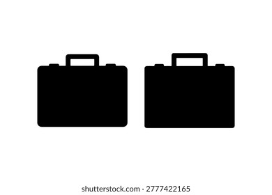 Minimalist Black Briefcase Silhouette Flat Vector Icon