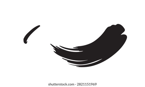 Minimalist black brush stroke artwork on clear, transparent background for versatile design use.