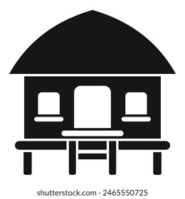 Minimalist black bungalow icon, a simplistic vector illustration of a modern residential home with a porch, representing minimalist design and architecture in real estate