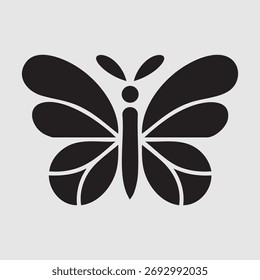 Minimalist Black Butterfly Icon Vector