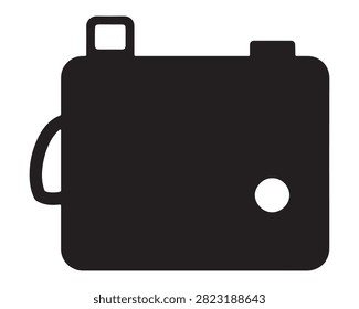 Minimalist black camera icon symbol with photography photographer silhouette technology minimalist equipment recording snapshot creative professional technical viewfinder electronic